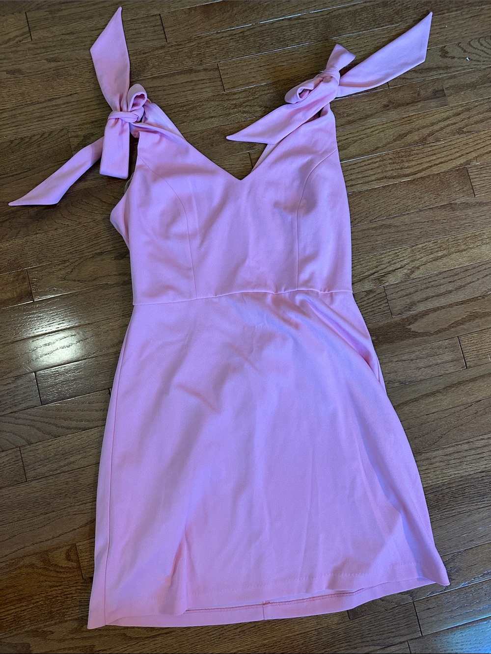 BCBGeneration Pink Tie-Shoulder V-Neck Mini Dress